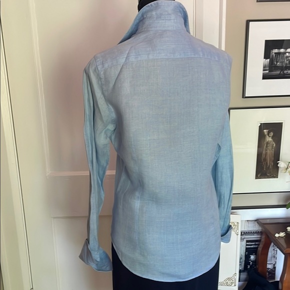 Paul Stuart 💯 Linen Button-Down Shirt with Elegant Turn-Back Cuffs in XS - Picture 5 of 11